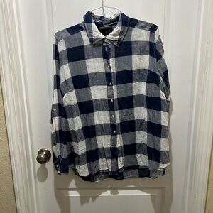 Blue and white laid lane bryant button down top 18/20